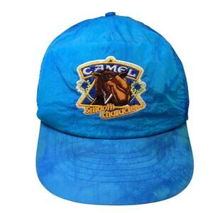 Camel Smooth Character Snapback Trucker Hat Blue OS Embroidered Vintage
